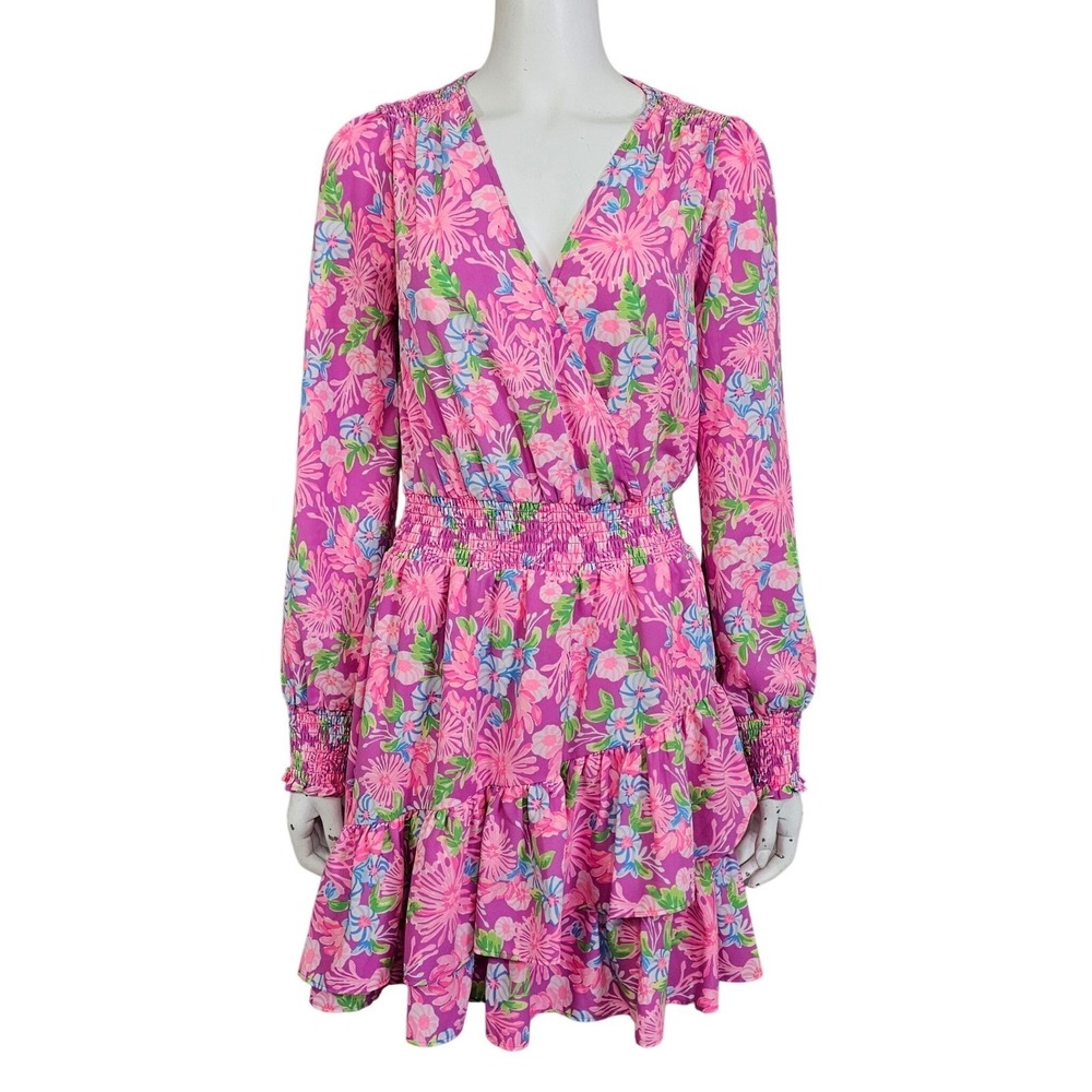 Lilly Pulitzer 6 Christina Stretch Moms the Word Pink Floral Smocked Dress